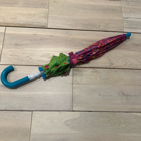 Paisley Pattern Kids Umbrella - Pink and Green - Picture 4 of 5